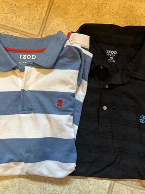 Izod Kids Polo Duo - Blue & White Stripe with Black Polo